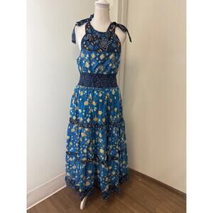 Love The Label Blue TIe Shoulder Maxi Dress Sz S